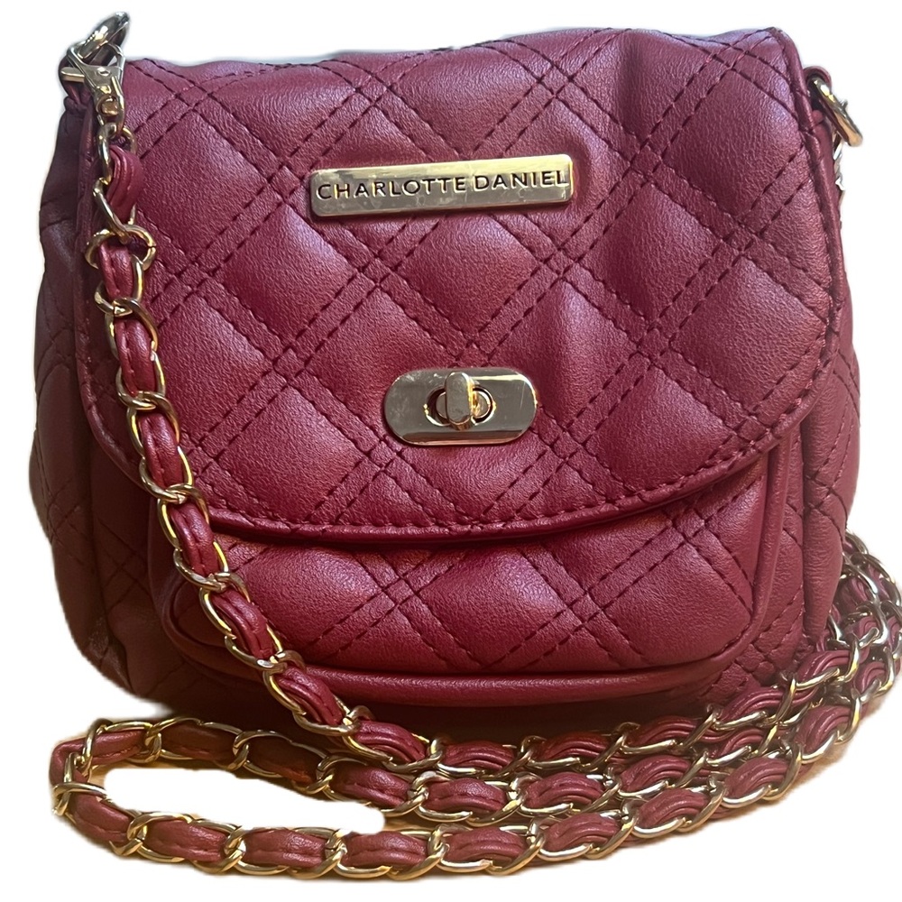 Charlotte Daniel Quilted Red/ Burgundy Crossbody Bag